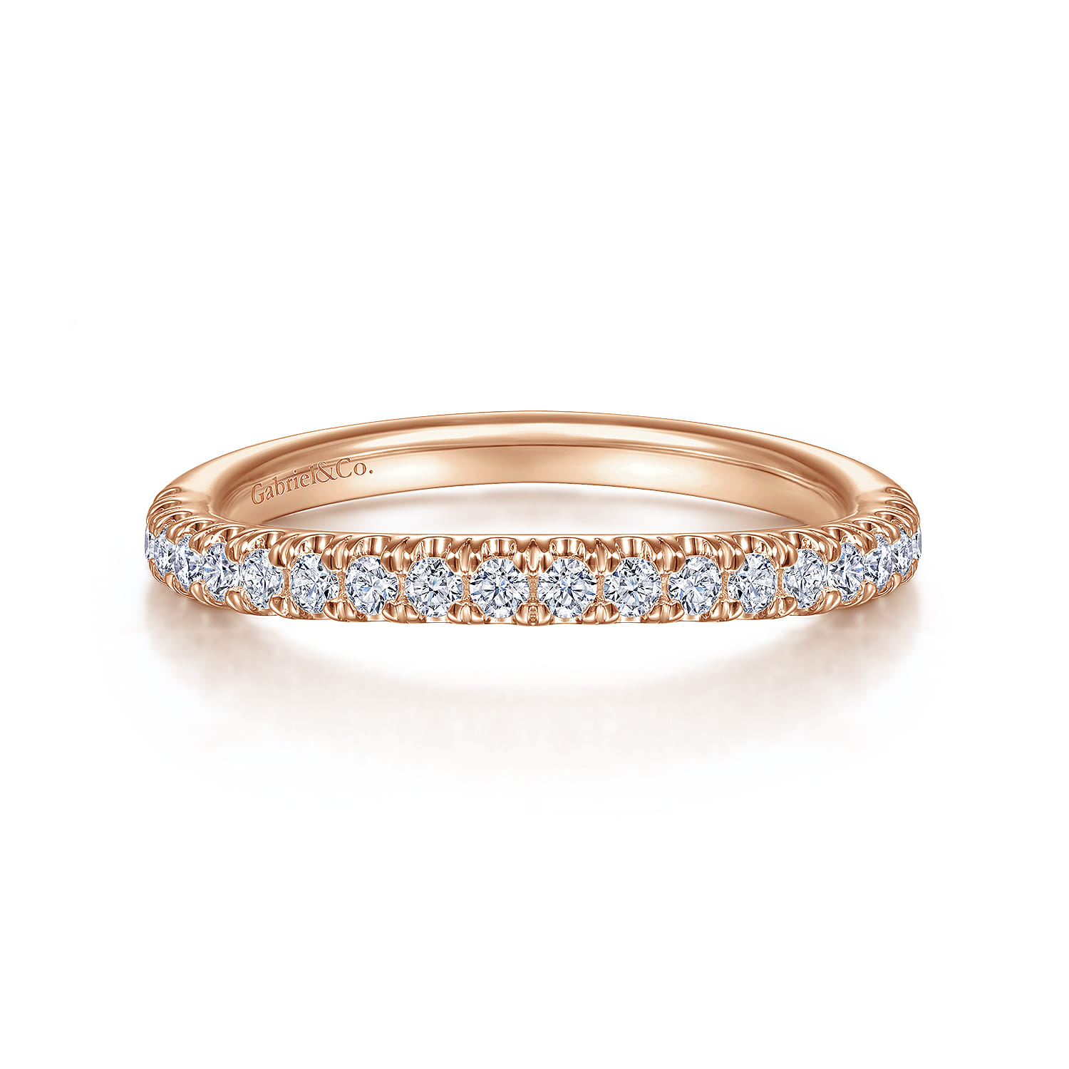 14K Rose Gold Matching Diamond Wedding Band - 0.28 ct - Shot 1