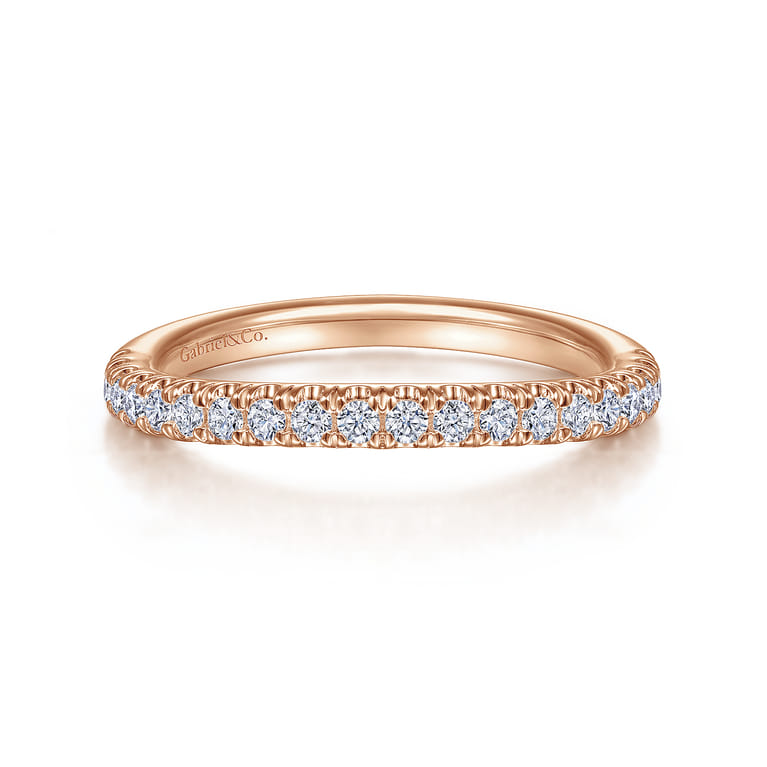 14K Rose Gold Matching Diamond Wedding Band - 0.28 ct - Shot 1