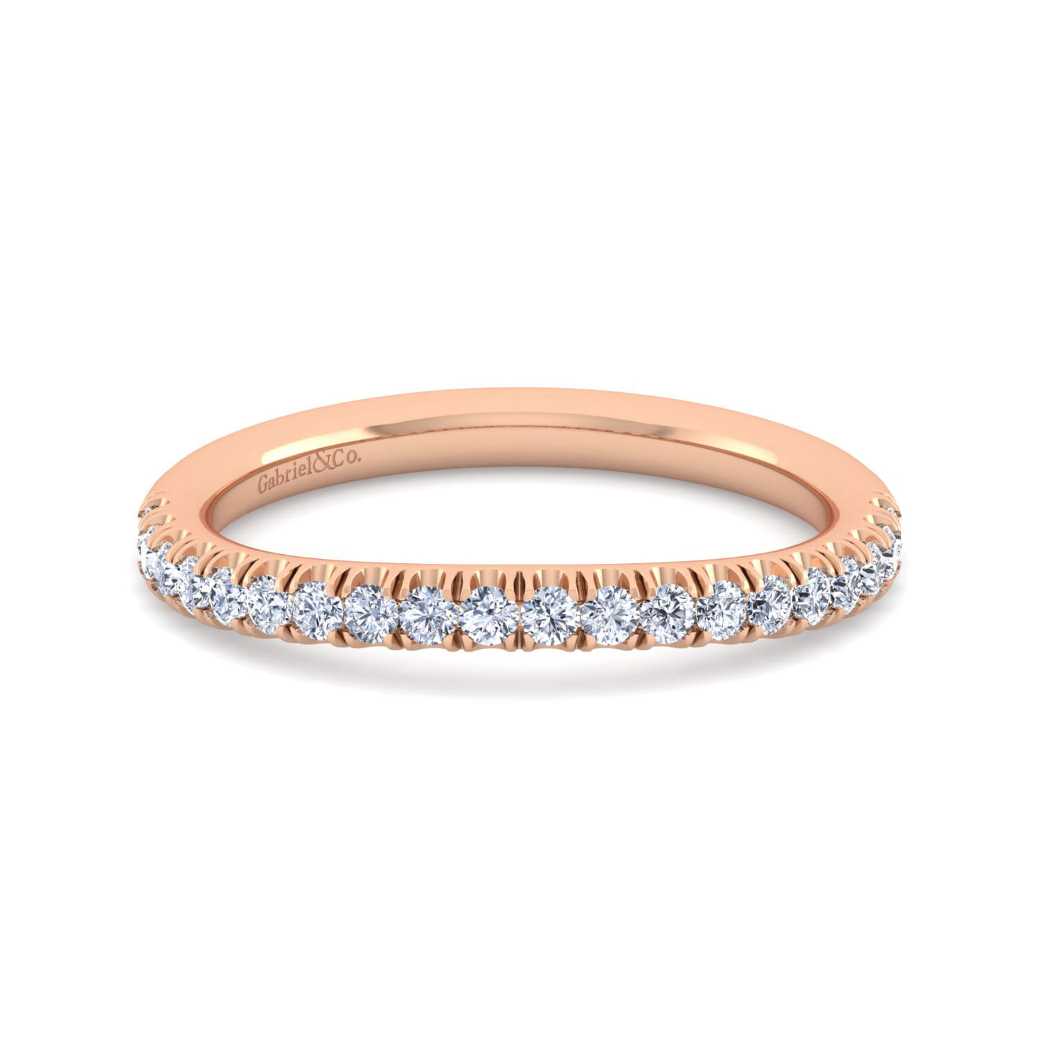 14K Rose Gold Matching Diamond Wedding Band - 0.28 ct - Shot 1