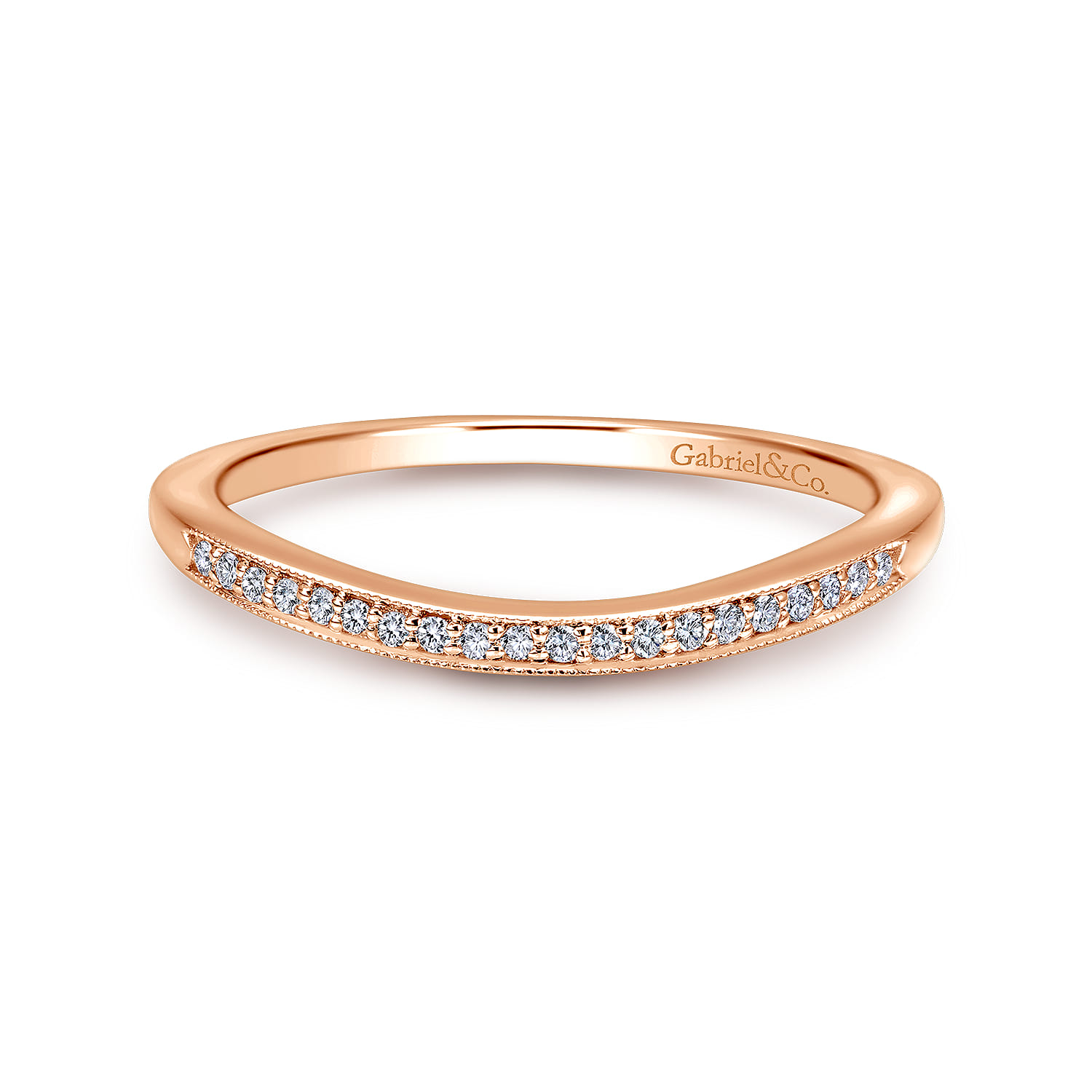 14K Rose Gold Matching Diamond Wedding Band - 0.05 ct - Shot 1