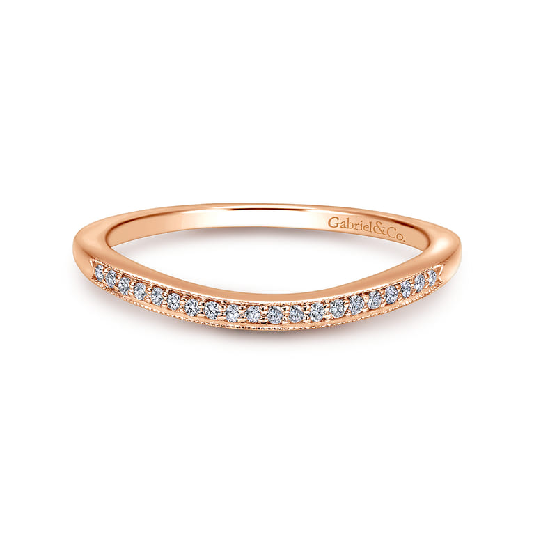 14K Rose Gold Matching Diamond Wedding Band - 0.05 ct - Shot 1