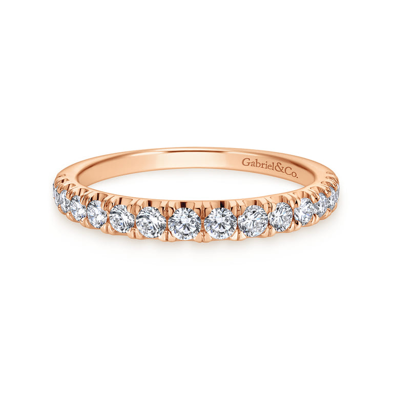 14K Rose Gold Matching Diamond Wedding Band - Shot 1