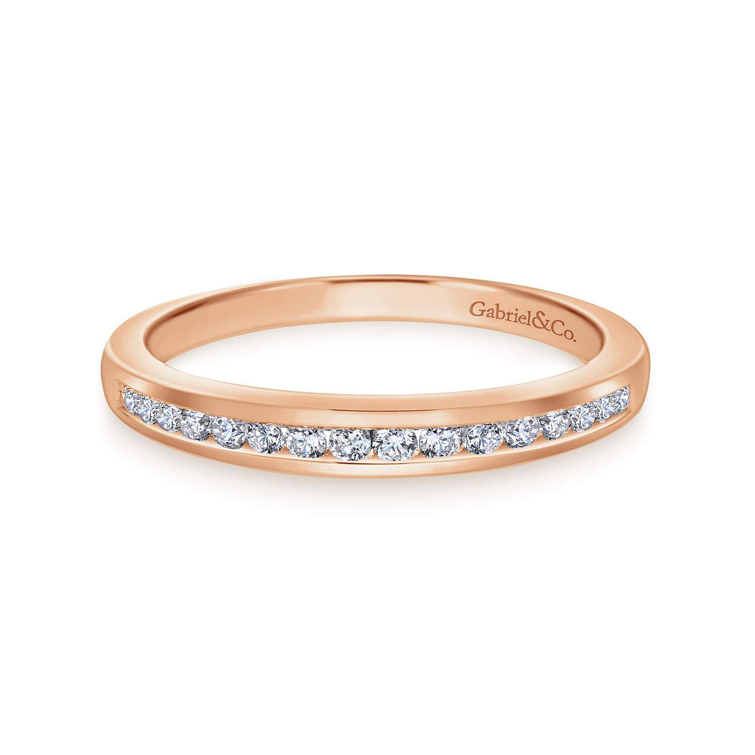14K Rose Gold Matching Diamond Wedding Band - 0.16 ct - Shot 1