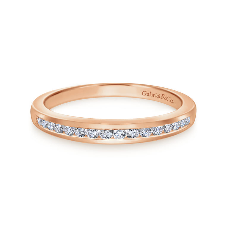 14K Rose Gold Matching Diamond Wedding Band - 0.16 ct - Shot 1