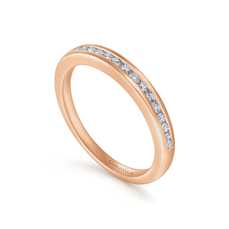 14K Rose Gold Matching Diamond Wedding Band - 0.16 ct - Shot 3
