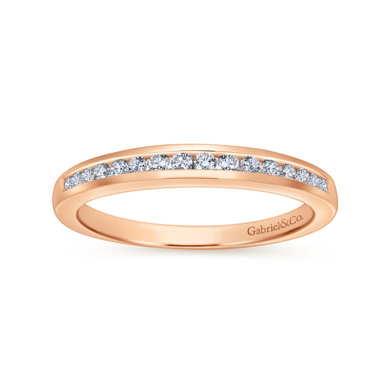 14K Rose Gold Matching Diamond Wedding Band - 0.16 ct - Shot 5
