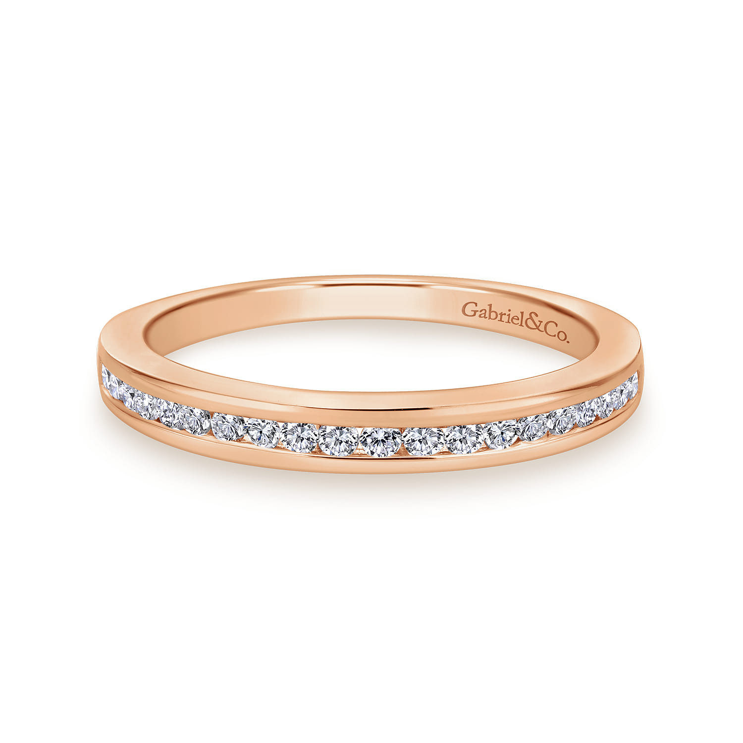 14K Rose Gold Matching Diamond Wedding Band - 0.25 ct - Shot 1