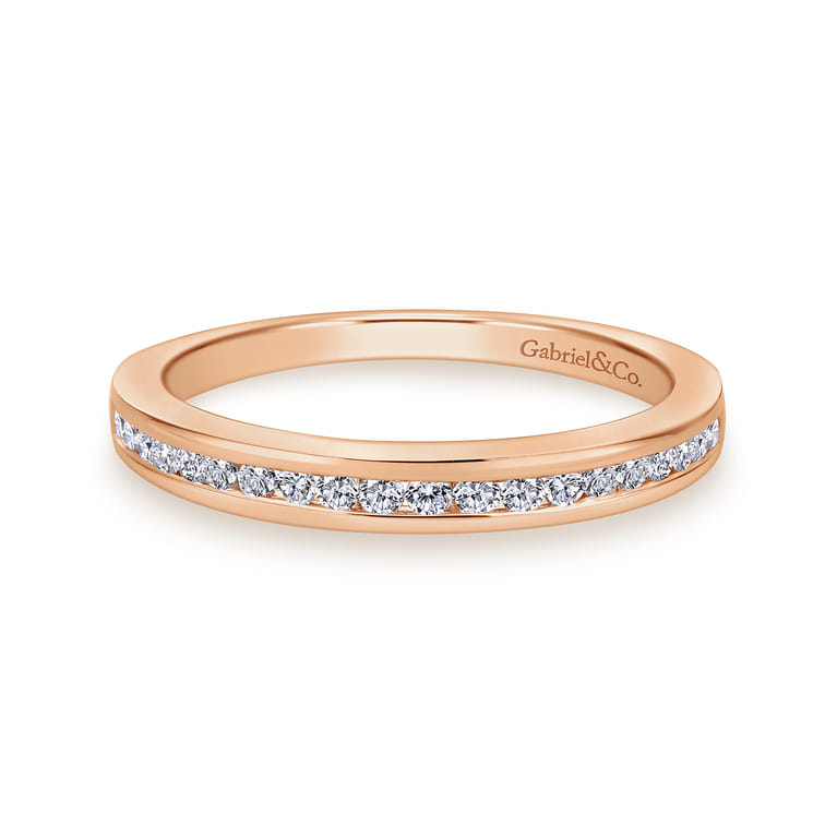 14K Rose Gold Matching Diamond Wedding Band - 0.25 ct - Shot 1