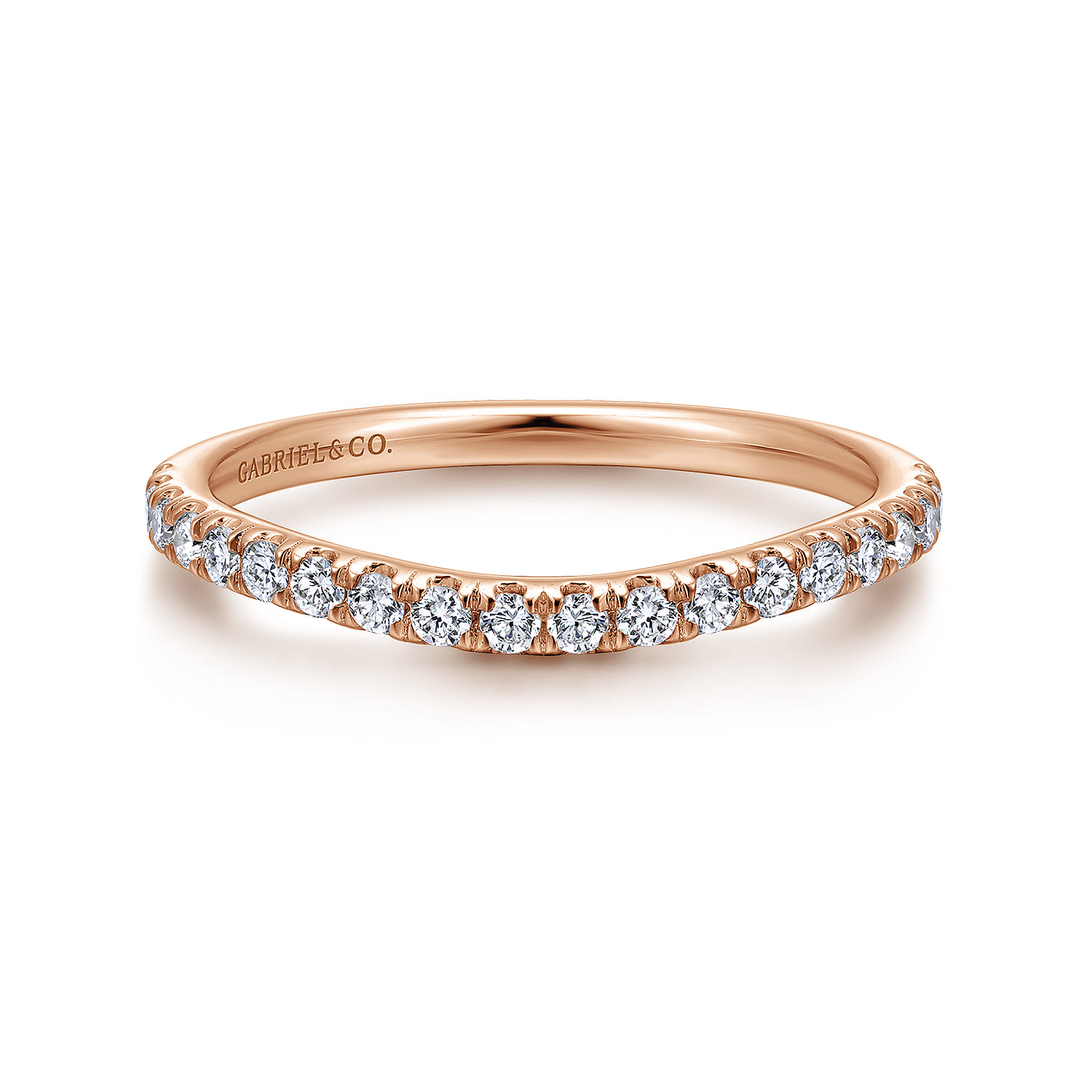 14K Rose Gold Matching Diamond Wedding Band - 0.28 ct - Shot 1