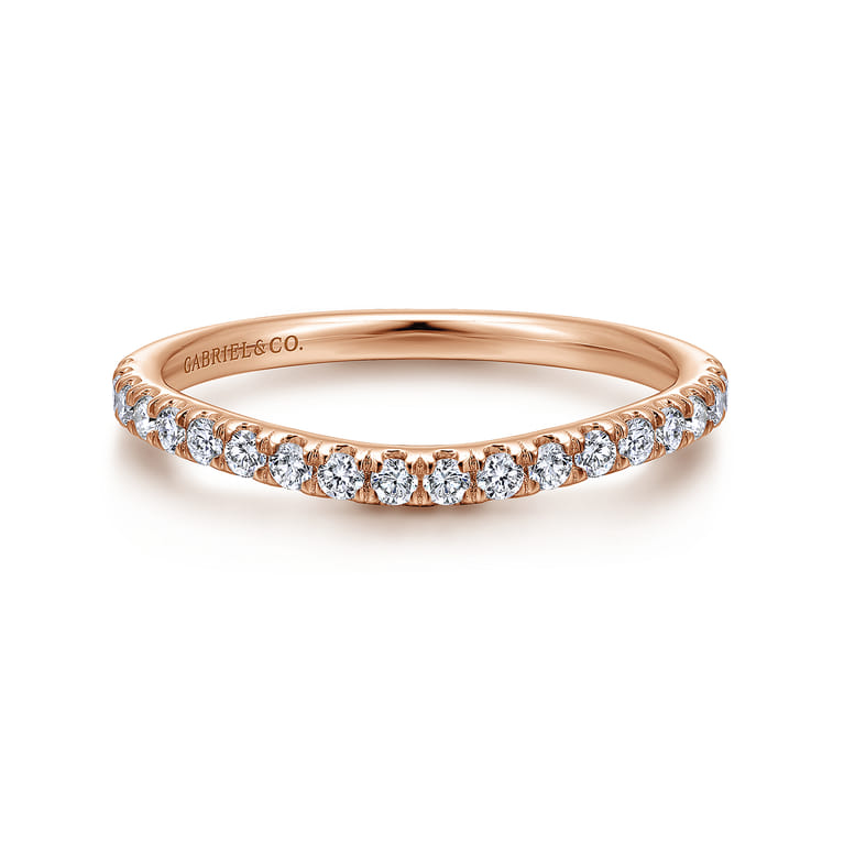 14K Rose Gold Matching Diamond Wedding Band - 0.28 ct - Shot 1