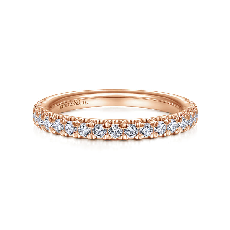 14K Rose Gold Matching Diamond Wedding Band - 0.45 ct - Shot 1