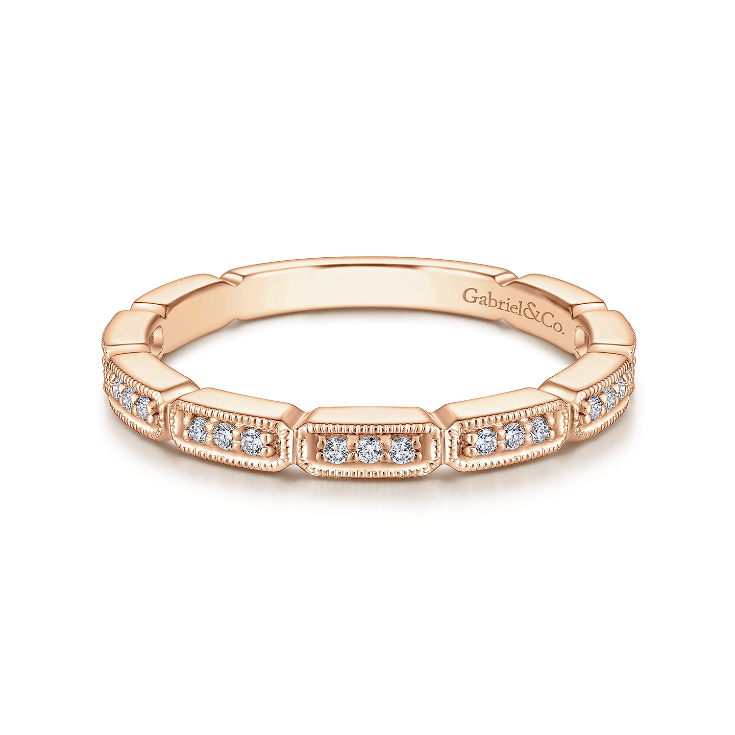 14K Rose Gold Matching Diamond Wedding Band - 0.12 ct - Shot 1