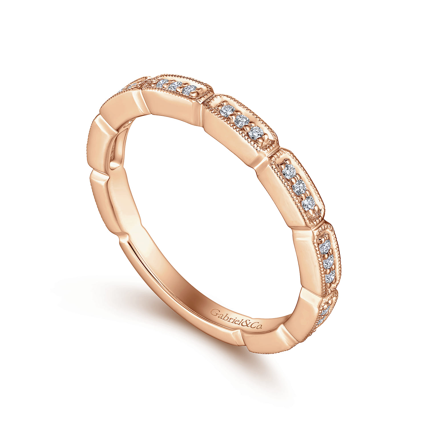 14K Rose Gold Matching Diamond Wedding Band - 0.12 ct - Shot 3