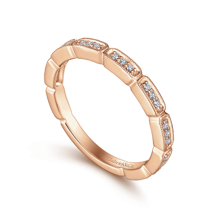14K Rose Gold Matching Diamond Wedding Band - 0.12 ct - Shot 3