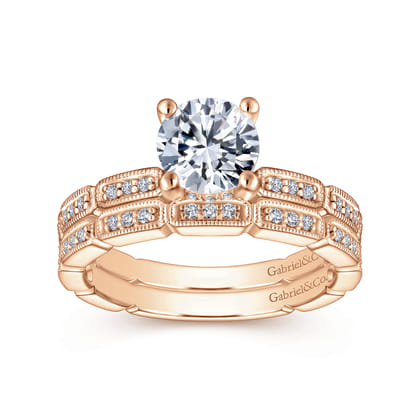 14K Rose Gold Matching Diamond Wedding Band
