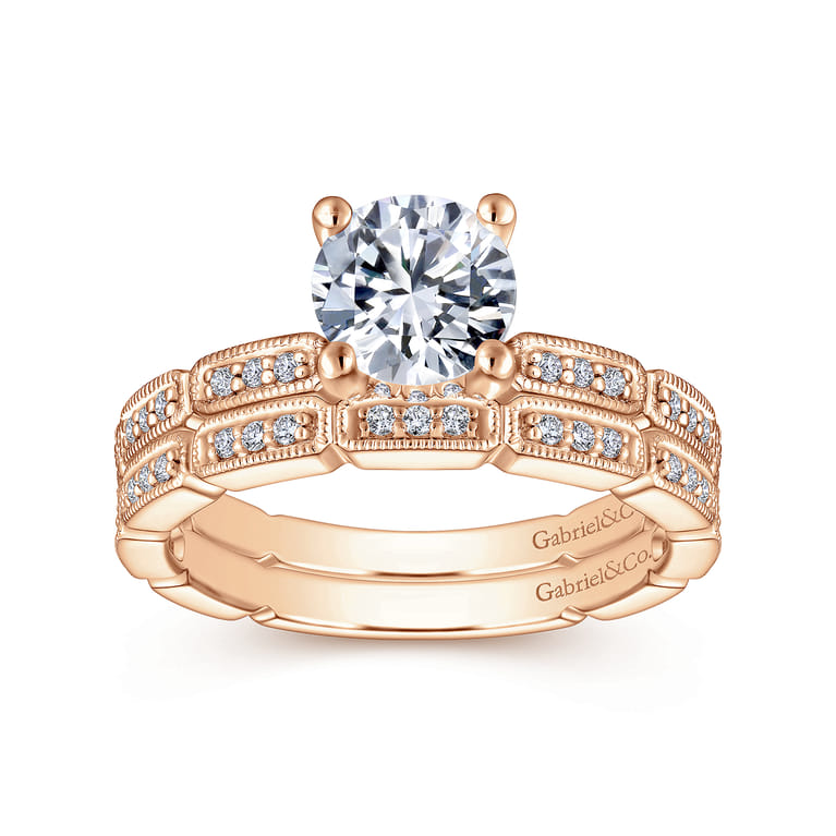 14K Rose Gold Matching Diamond Wedding Band - 0.12 ct - Shot 4