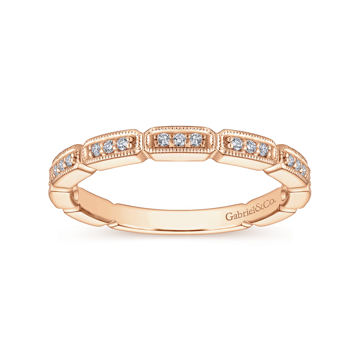 14K Rose Gold Matching Diamond Wedding Band - 0.12 ct - Shot 5