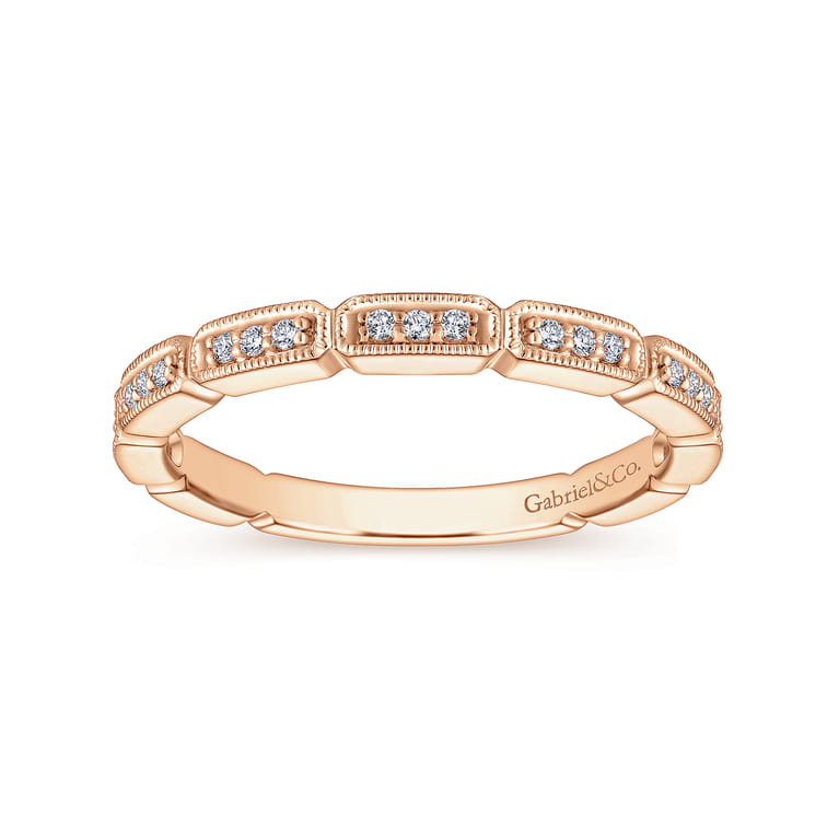 14K Rose Gold Matching Diamond Wedding Band - 0.12 ct - Shot 5