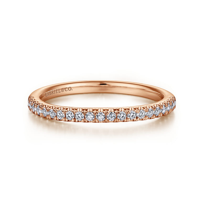 14K Rose Gold Matching Diamond Wedding Band - 0.19 ct - Shot 1