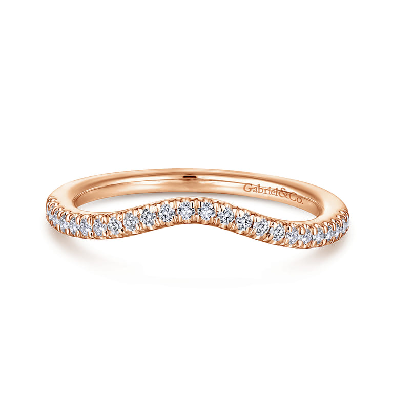 14K Rose Gold Matching Diamond Wedding Band - 0.15 ct - Shot 1