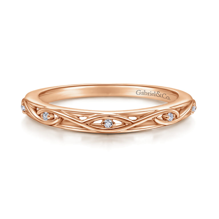 14K Rose Gold Matching Diamond Wedding Band - 0.02 ct - Shot 1
