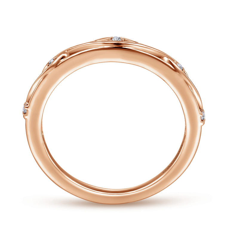 14K Rose Gold Matching Diamond Wedding Band - 0.02 ct - Shot 2