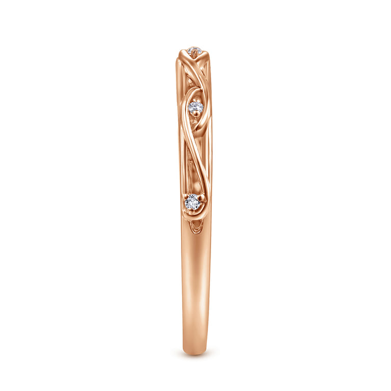 14K Rose Gold Matching Diamond Wedding Band - 0.02 ct - Shot 5