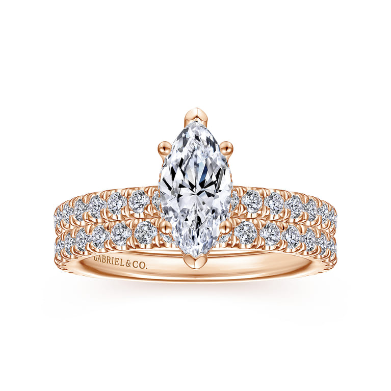 14K Rose Gold Matching Diamond Wedding Band - 0.5 ct - Shot 4