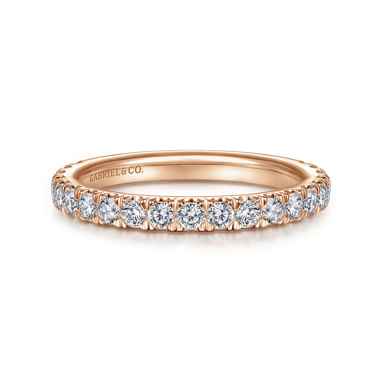 14K Rose Gold Matching Diamond Wedding Band - 0.6 ct - Shot 1