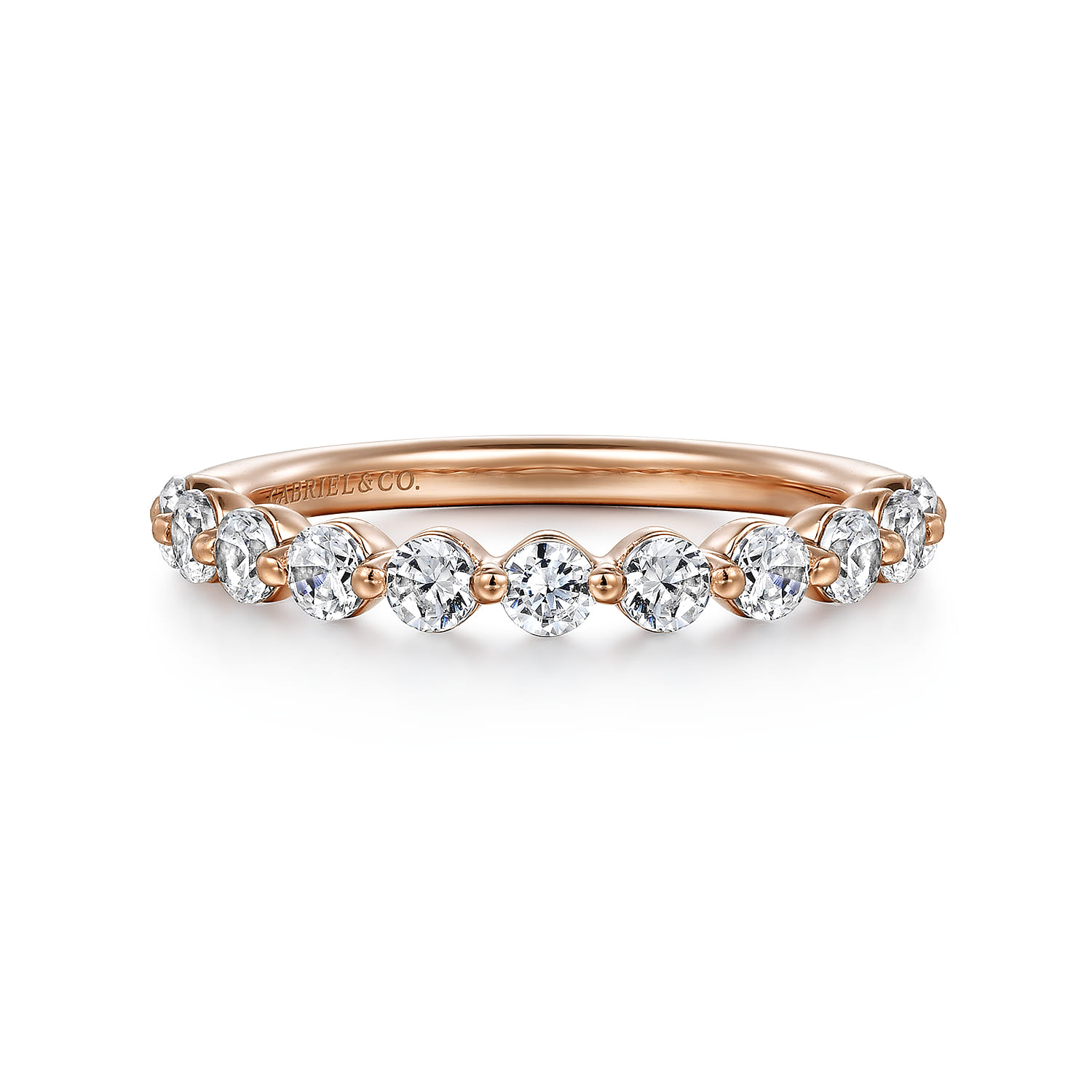 14K Rose Gold Matching Diamond Wedding Band - 0.61 ct - Shot 1