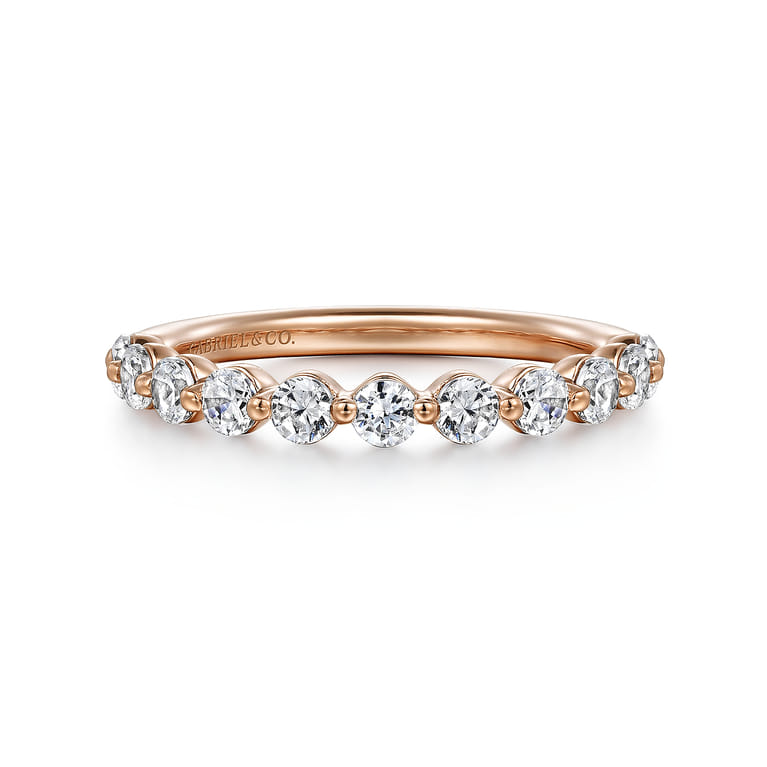 14K Rose Gold Matching Diamond Wedding Band - 0.61 ct - Shot 1