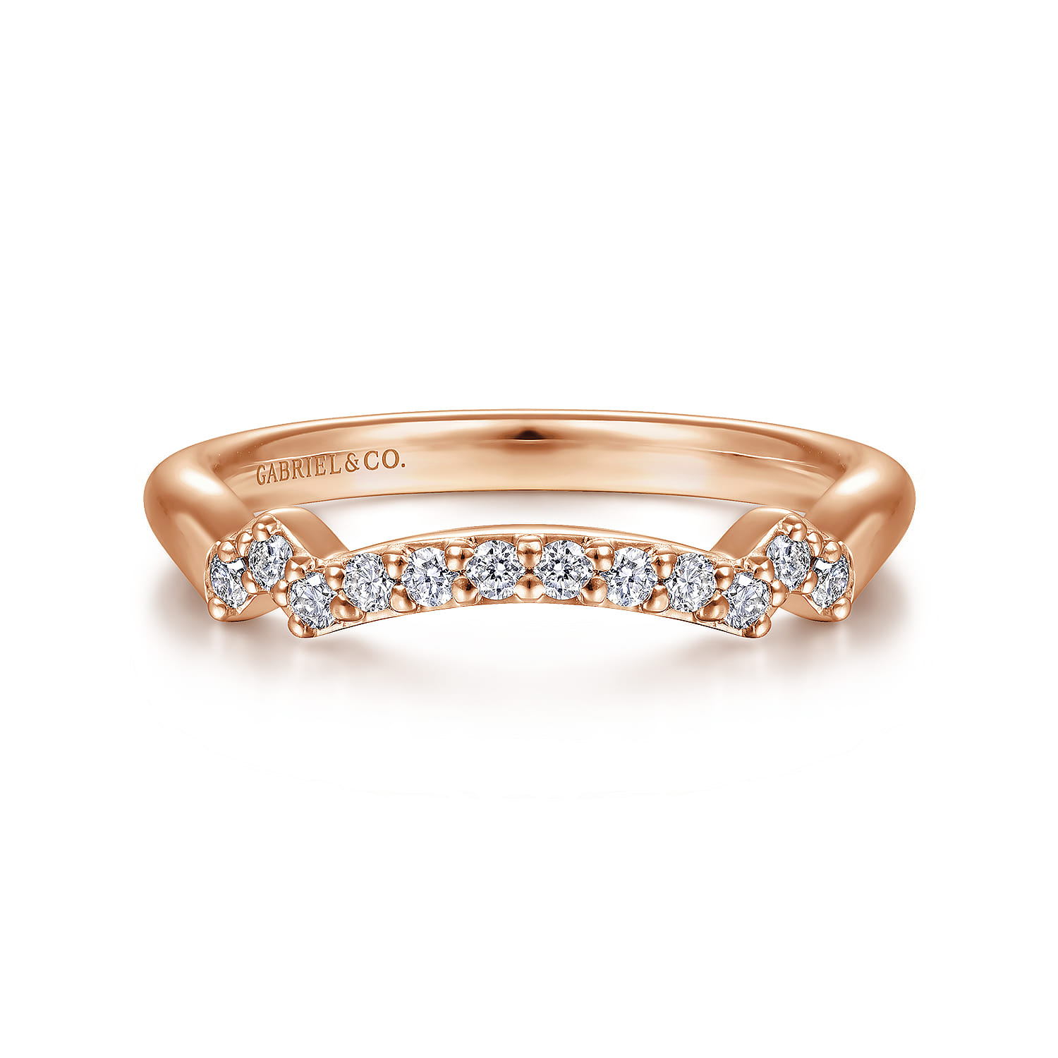 14K Rose Gold Matching Diamond Wedding Band - 0.17 ct - Shot 1