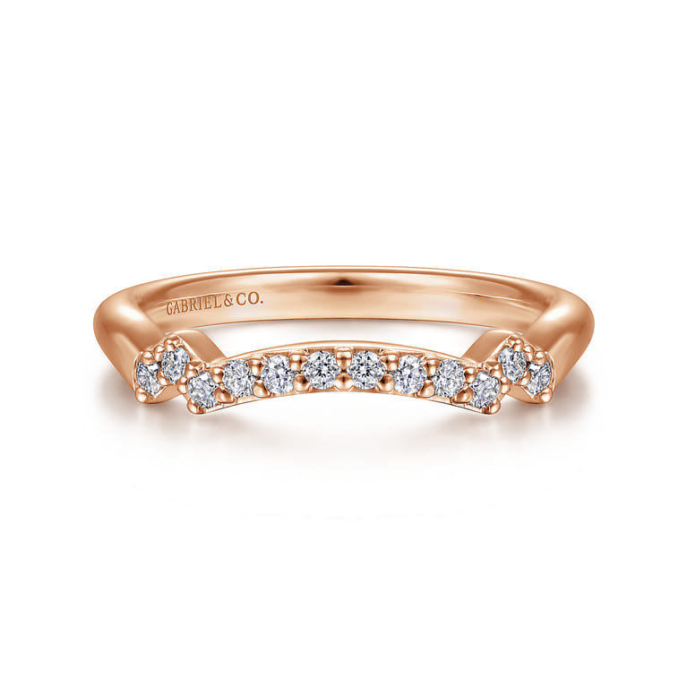 14K Rose Gold Matching Diamond Wedding Band - 0.17 ct - Shot 1
