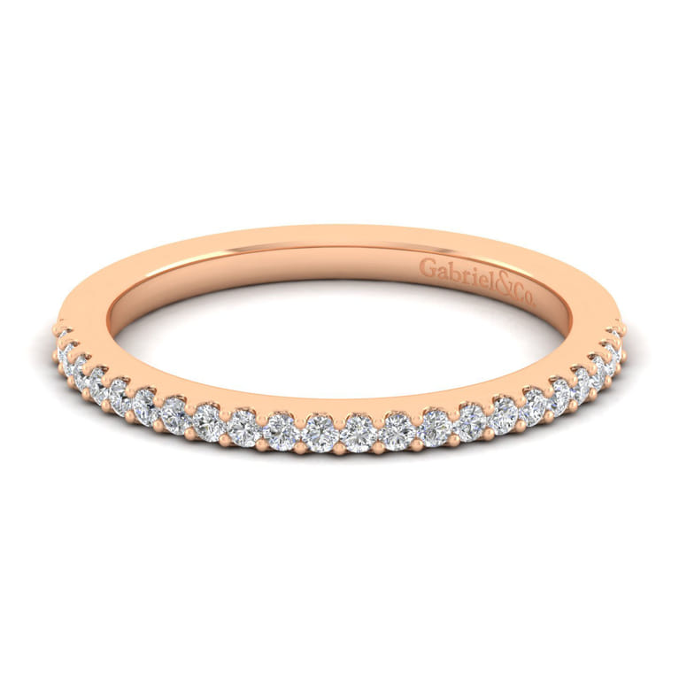 14K Rose Gold Matching Diamond Wedding Band - 0.18 ct - Shot 1