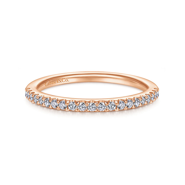 14K Rose Gold Matching Diamond Wedding Band - 0.2 ct - Shot 1
