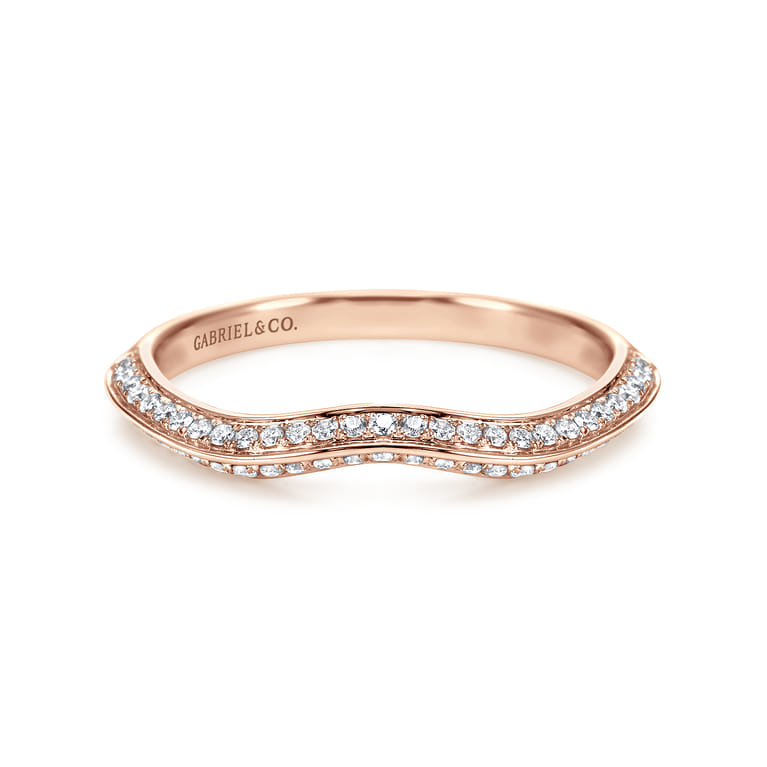 14K Rose Gold Matching Diamond Wedding Band - 0.28 ct - Shot 1