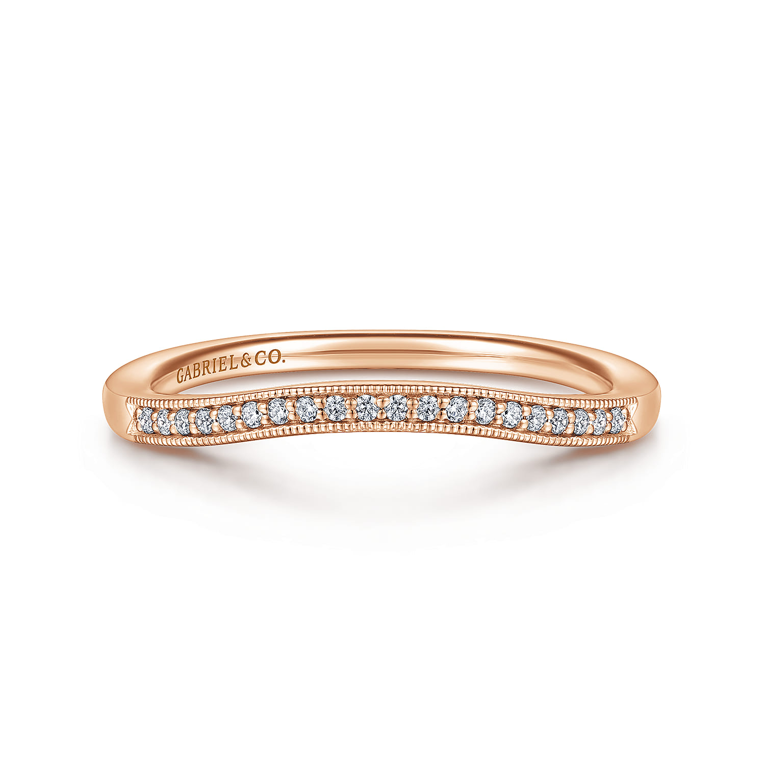 14K Rose Gold Matching Diamond Wedding Band - 0.05 ct - Shot 1