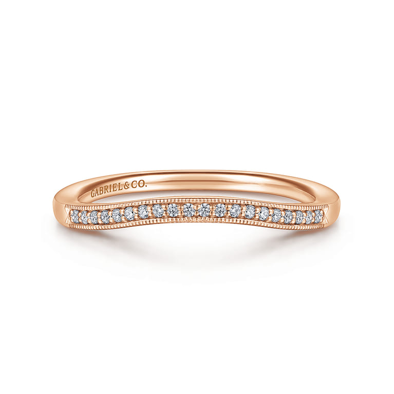 14K Rose Gold Matching Diamond Wedding Band - 0.05 ct - Shot 1