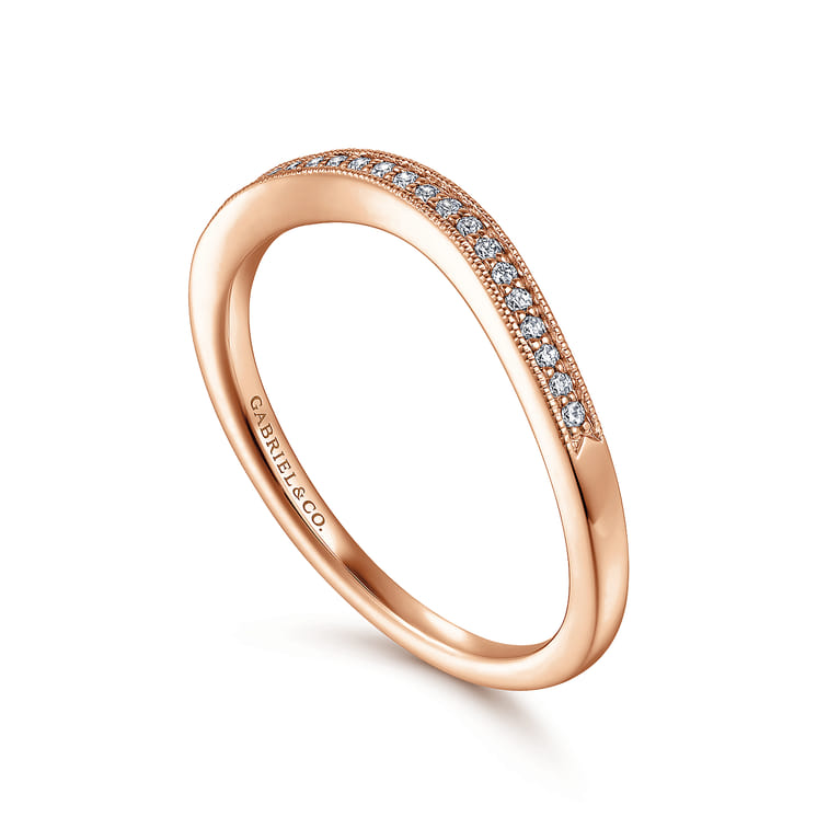 14K Rose Gold Matching Diamond Wedding Band - 0.05 ct - Shot 3