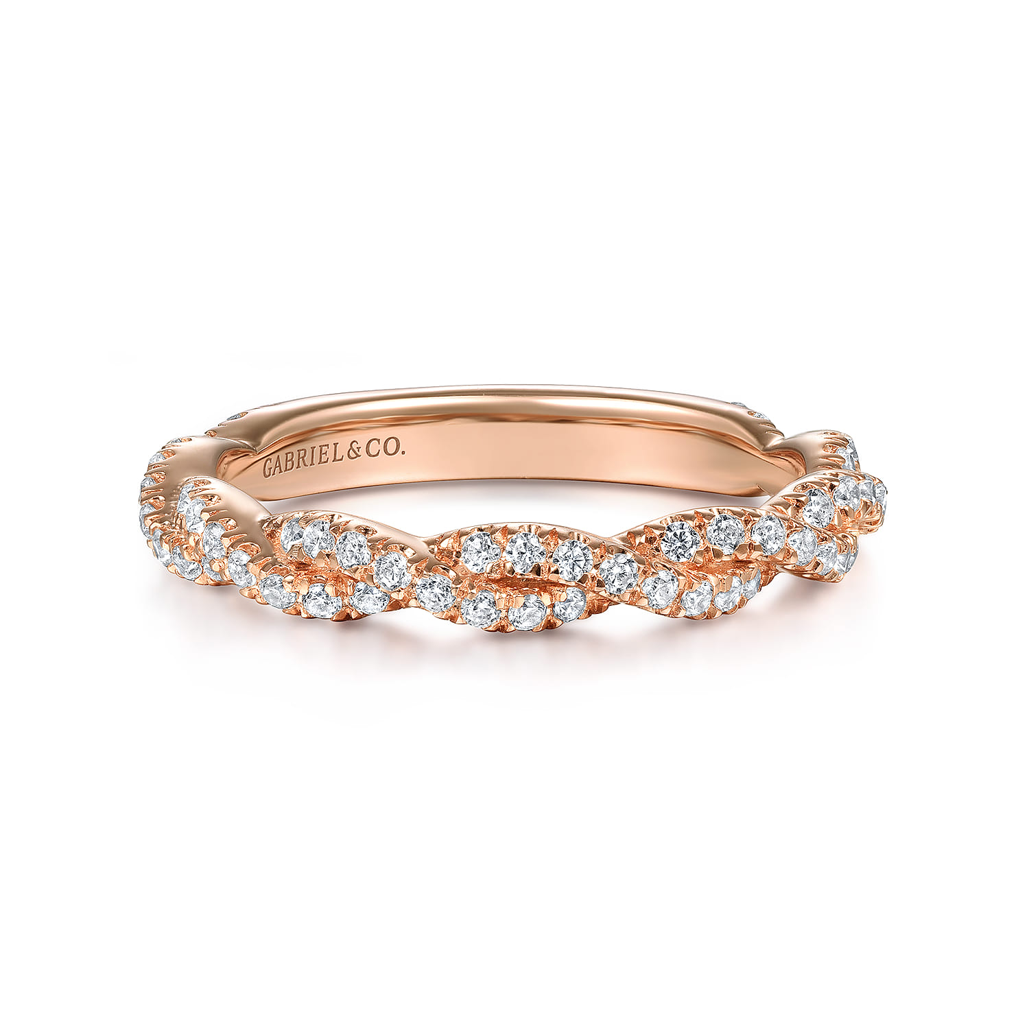 14K Rose Gold Matching Diamond Wedding Band - 0.37 ct - Shot 1