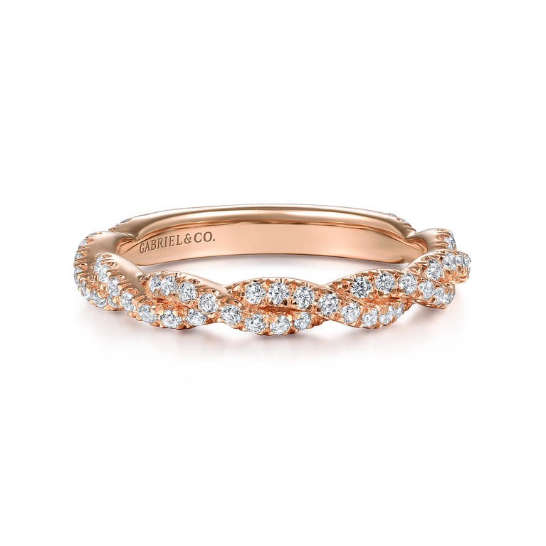 14K Rose Gold Matching Diamond Wedding Band - 0.37 ct - Shot 1