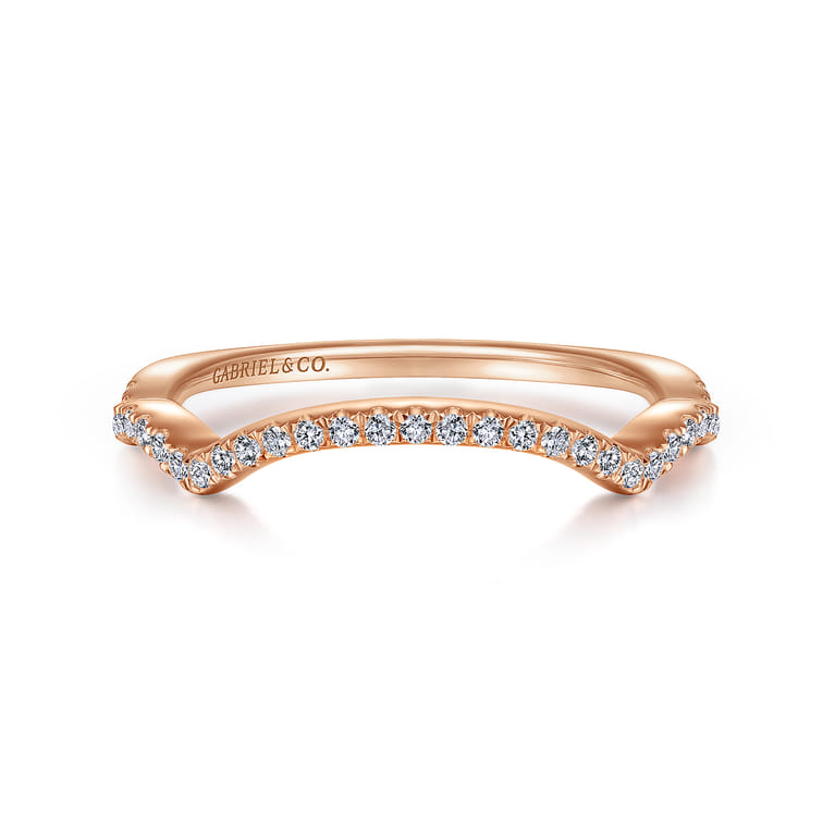14K Rose Gold Matching Diamond Wedding Band - 0.14 ct - Shot 1