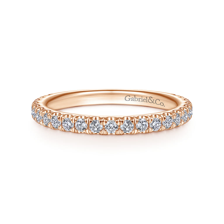 14K Rose Gold Matching Diamond Wedding Band - 0.3 ct - Shot 1