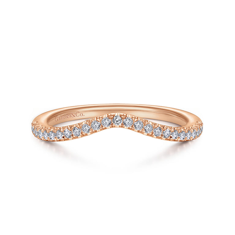 14K Rose Gold Matching Diamond Wedding Band - 0.16 ct - Shot 1