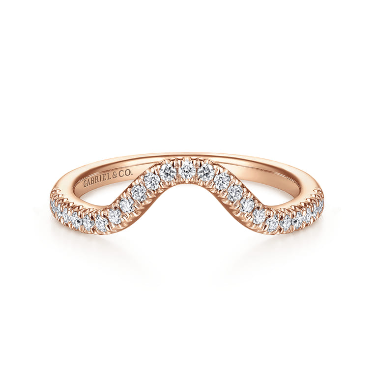 14K Rose Gold Matching Diamond Wedding Band - 0.18 ct - Shot 1
