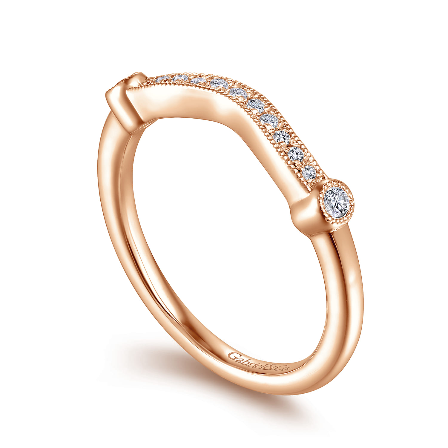 14K Rose Gold Matching Diamond Wedding Band - 0.12 ct - Shot 3