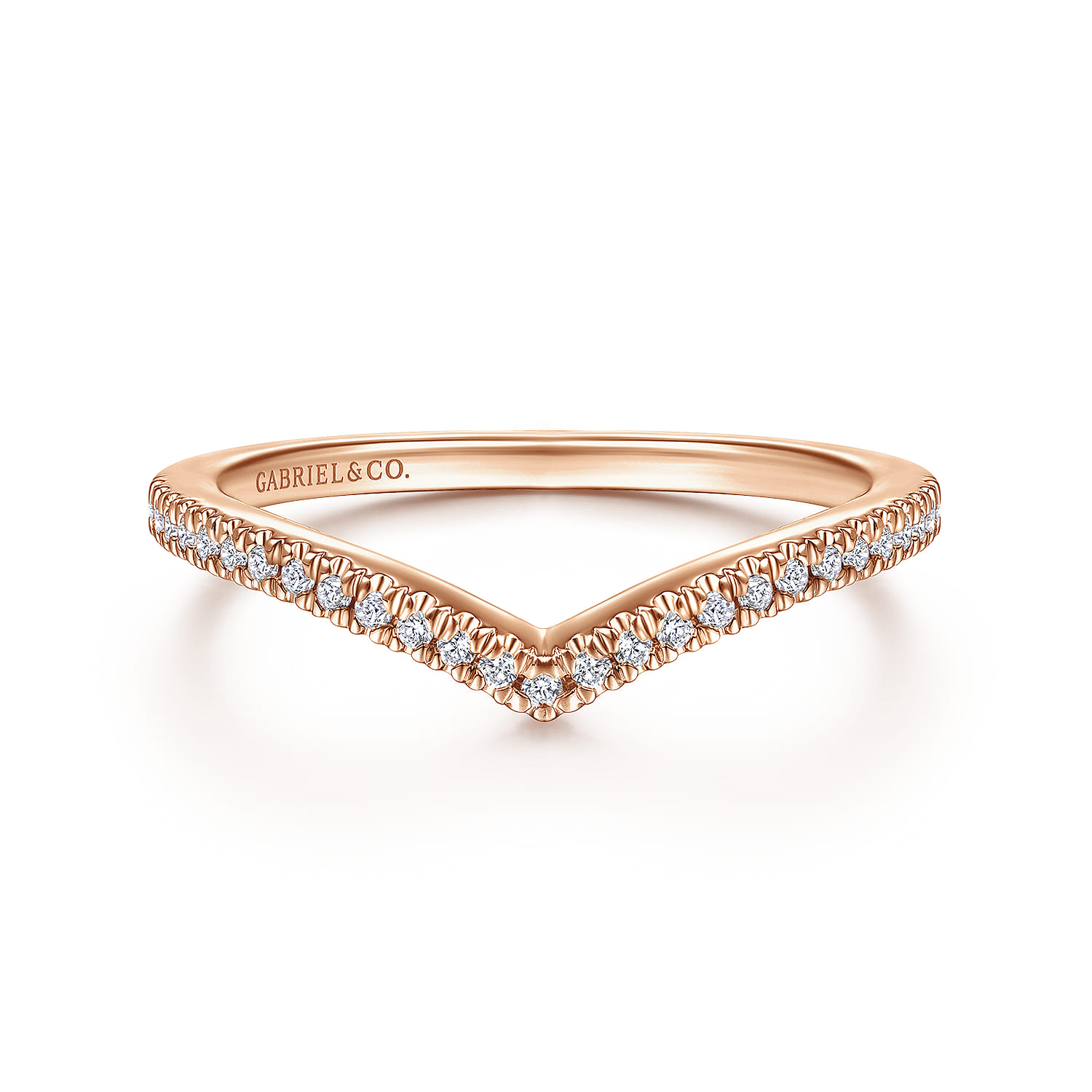 14K Rose Gold Matching Diamond Wedding Band - 0.13 ct - Shot 1