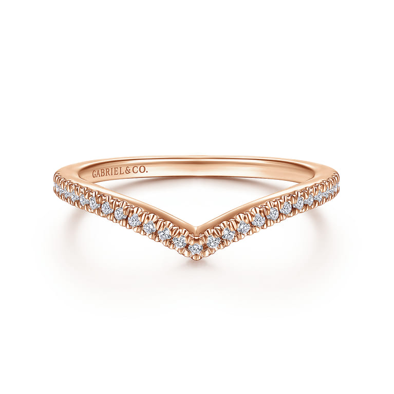 14K Rose Gold Matching Diamond Wedding Band - 0.13 ct - Shot 1