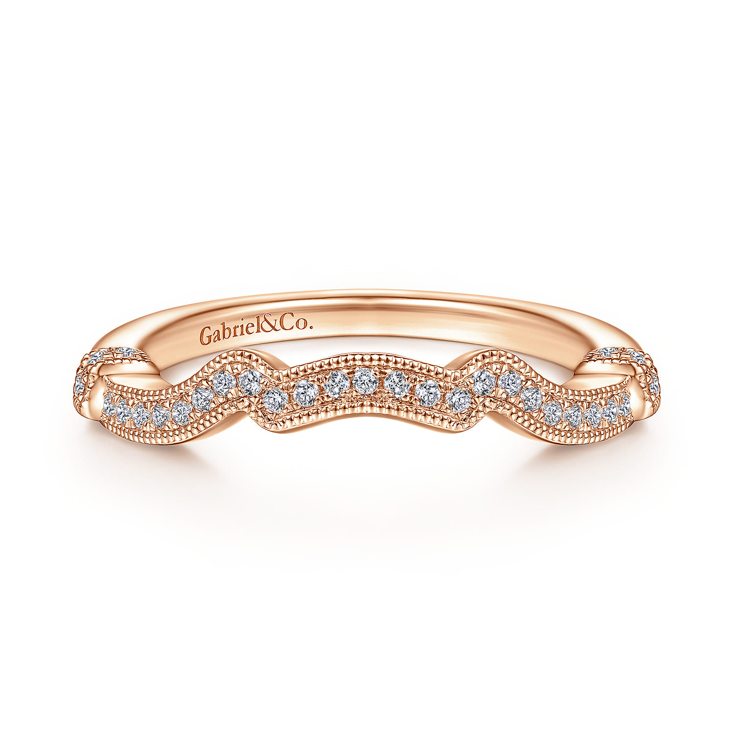 14K Rose Gold Matching Diamond Wedding Band - 0.08 ct - Shot 1