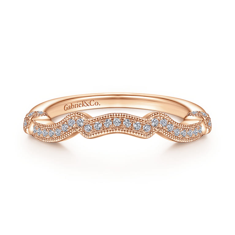 14K Rose Gold Matching Diamond Wedding Band - 0.08 ct - Shot 1
